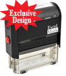 Re-inkable stamp with self-contained ink pad.