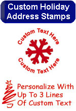 Custom Christmas Rubber Stamps – Select from one of our Christmas Stamp Designs and personalize with a holiday greeting or create a Holiday themed address stamp.