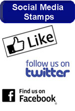 Social Media Stamps are an economical method of promoting your social media efforts and include Like and Dislike Rubber Stamps.  Free Shipping.