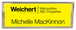 Name Badge - Yellow Designer Full Color w/ Silver Carrier Name Badge 2 Line DBA (1 1/2" x 3") 