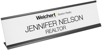 WNP-W-1DBA-D - WEICHERT WHITE NAMEPLATE 1 LINE DBA W/ DESK HLDR (2 X 8) 