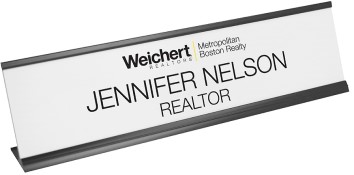 WNP-W-2DBA-D - WEICHERT WHITE NAMEPLATE 2 LINE DBA W/ DESK HLDR (2 X 8) 