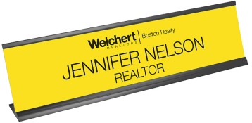 WNP-Y-1DBA-D - WEICHERT YELLOW NAMEPLATE 1 LINE DBA W/ DESK HLDR (2 X 8) 