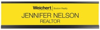 WEICHERT YELLOW NAMEPLATE 1 LINE DBA W/ WALL HLDR (2 X 8) 