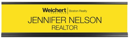 WNP-Y-1DBA-W - WEICHERT YELLOW NAMEPLATE 1 LINE DBA W/ WALL HLDR (2 X 8) 