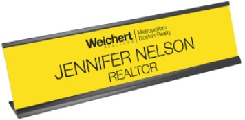 WNP-Y-2DBA-D - WEICHERT YELLOW NAMEPLATE 2 LINE DBA W/ DESK HLDR (2 X 8) 