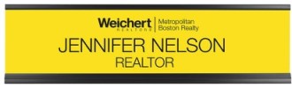 WEICHERT YELLOW NAMEPLATE 2 LINE DBA W/ WALL HLDR (2 X 8) 