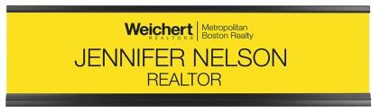 WNP-Y-2DBA-W - WEICHERT YELLOW NAMEPLATE 2 LINE DBA W/ WALL HLDR (2 X 8) 